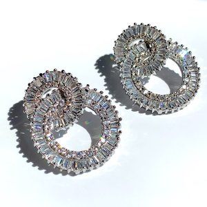 NEW~ Anthropologie Shashi Double Hoop Crystal Statement Earrings
